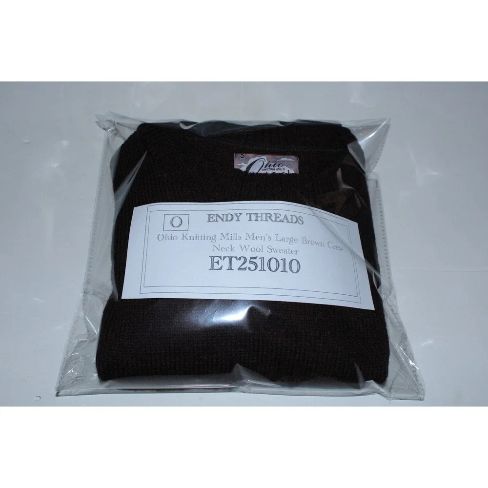 Ohio Knitting Mills Men's Large Brown Crew Neck Wool Sweater - Picture 9 of 9